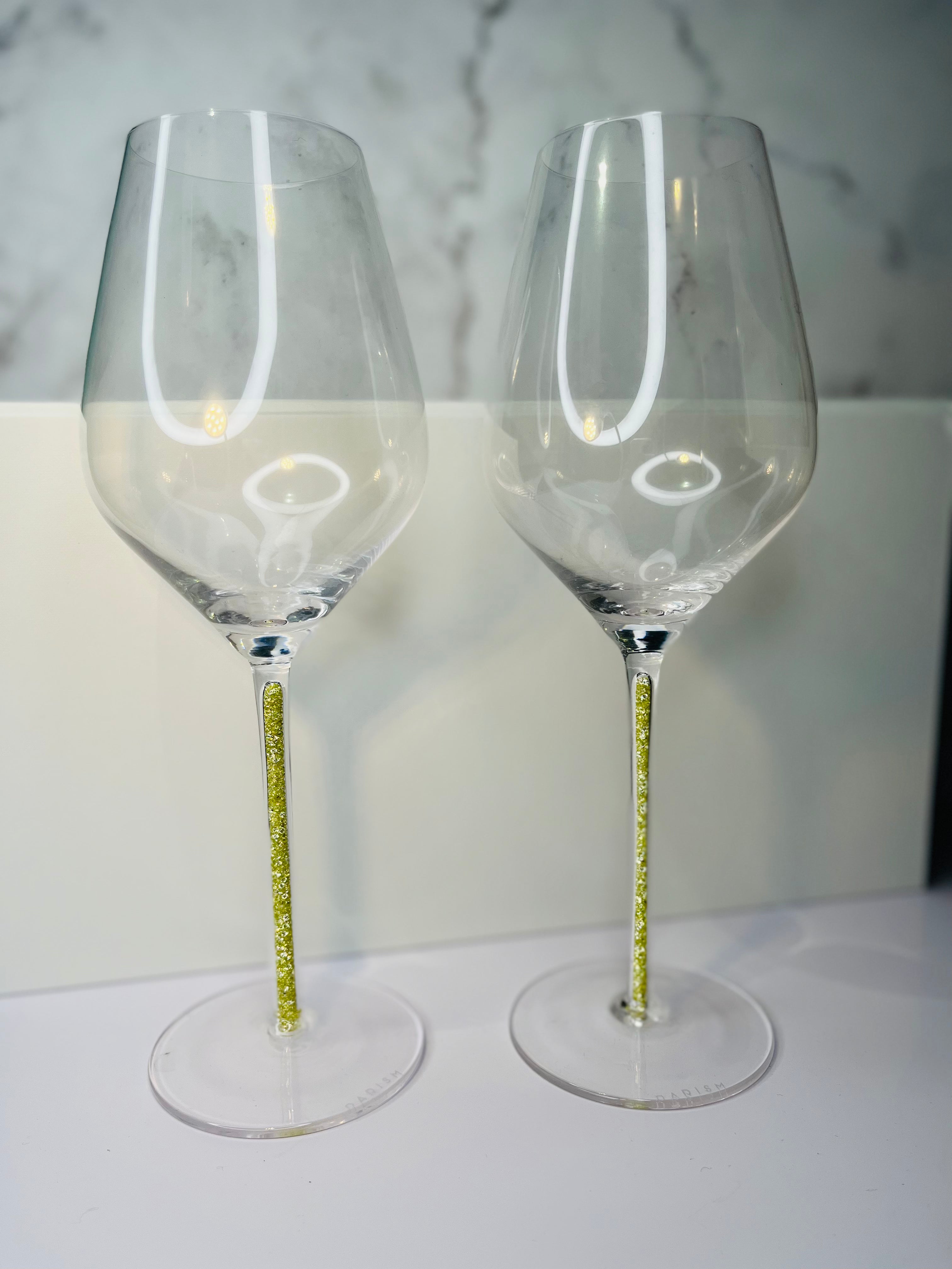 August ~ Wine Glass ~ Olive Peridot