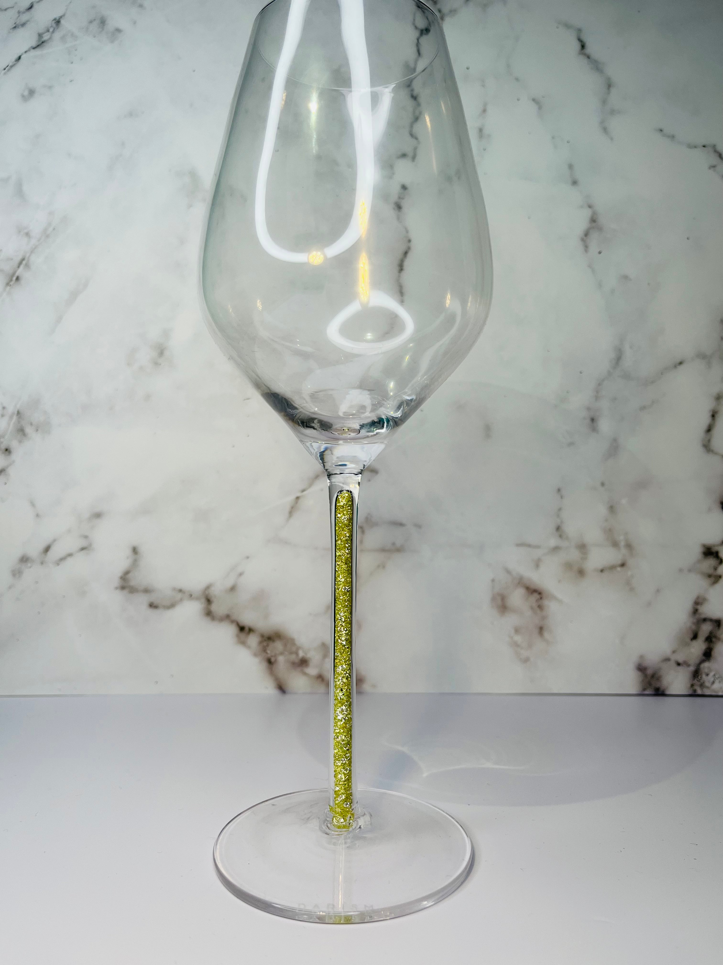 August ~ Wine Glass ~ Olive Peridot