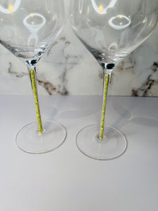 August ~ Wine Glass ~ Olive Peridot